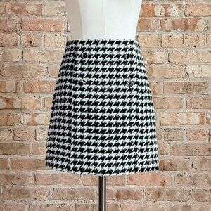 BNWT Abbey Glass Jessica Houndstooth Skirt- Black & White